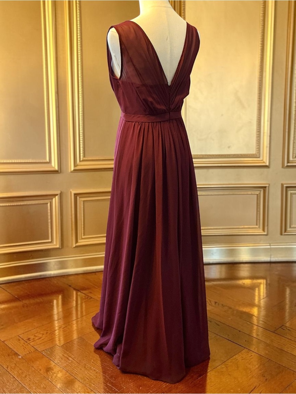 Jenny Yoo Collection Burgundy Chiffon Bridesmaid Formal Gown Size 2 Floor Length - Picture 2 of 4